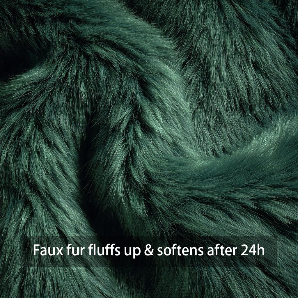 4TH Emotion Christmas Snowflake Tree Decorative Pillow Covers 20x20 Set of 2, Green Soft Plush Faux Fur Farmhouse Throw Cushion Cases for Xmas Winter Holiday Home Decorations