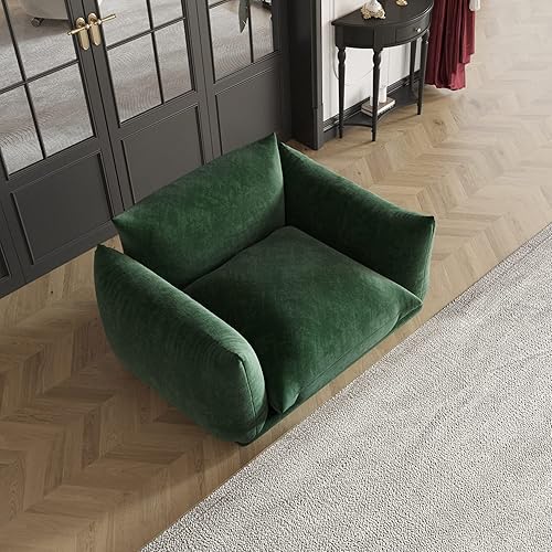 Miniatura 8 de Sofá moderno de chenilla, sofá tapizado de felpilla de mediados de siglo para sala de estar, apartamento oficina (50.39 pulgadas, verde)