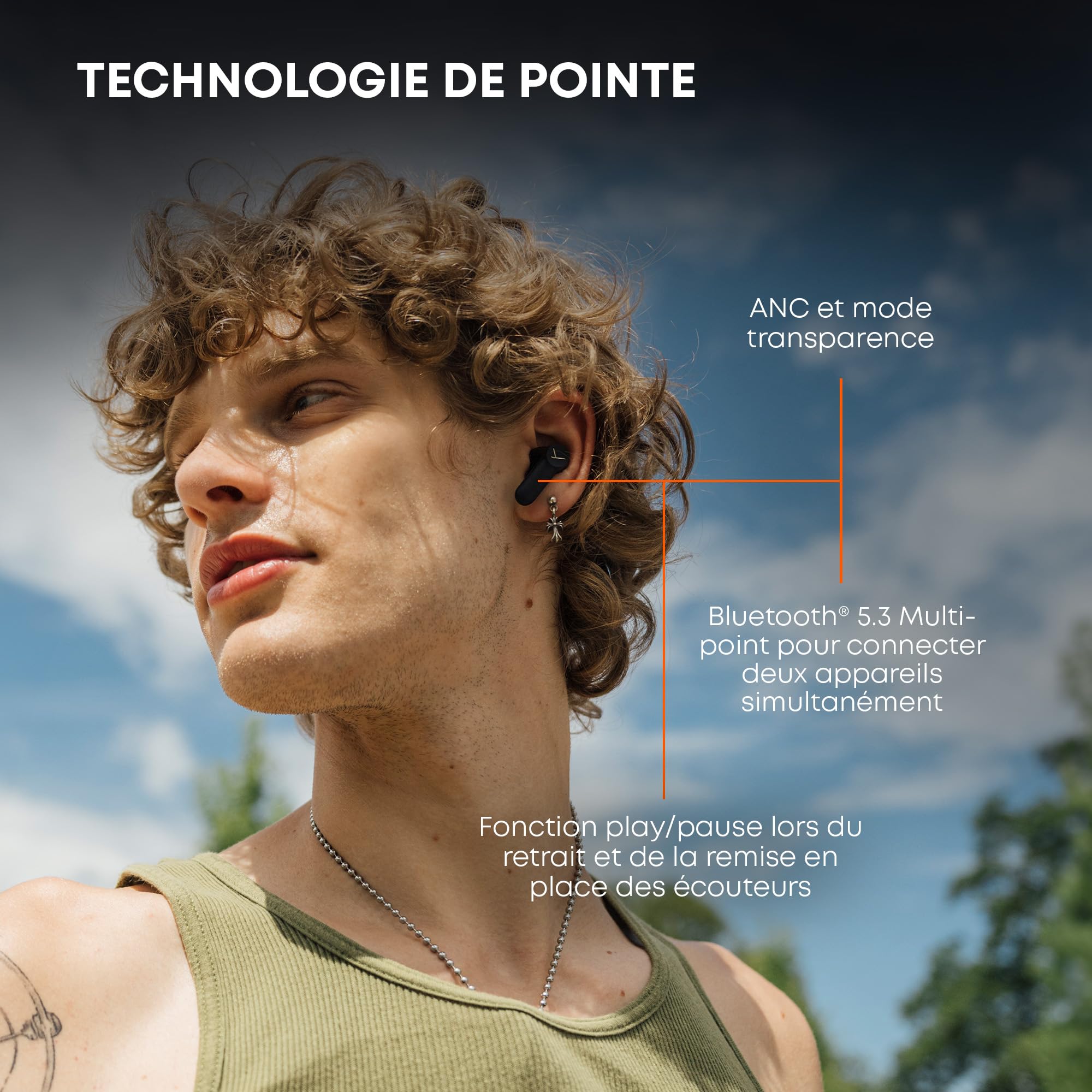 beyerdynamic AMIRON 100 Écouteurs True Wireless avec réduction du Bruit, Autonomie de 27 Heures, Mode Transparence, Bluetooth® 5.3, Design Compact Noir