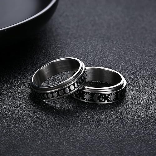 Miniatura 5 de SAILIMUE 4689 piezas de anillos de ansiedad para mujeres y hombres, anillo giratorio de acero inoxidable para la ansiedad, cuentas de flores, sol,