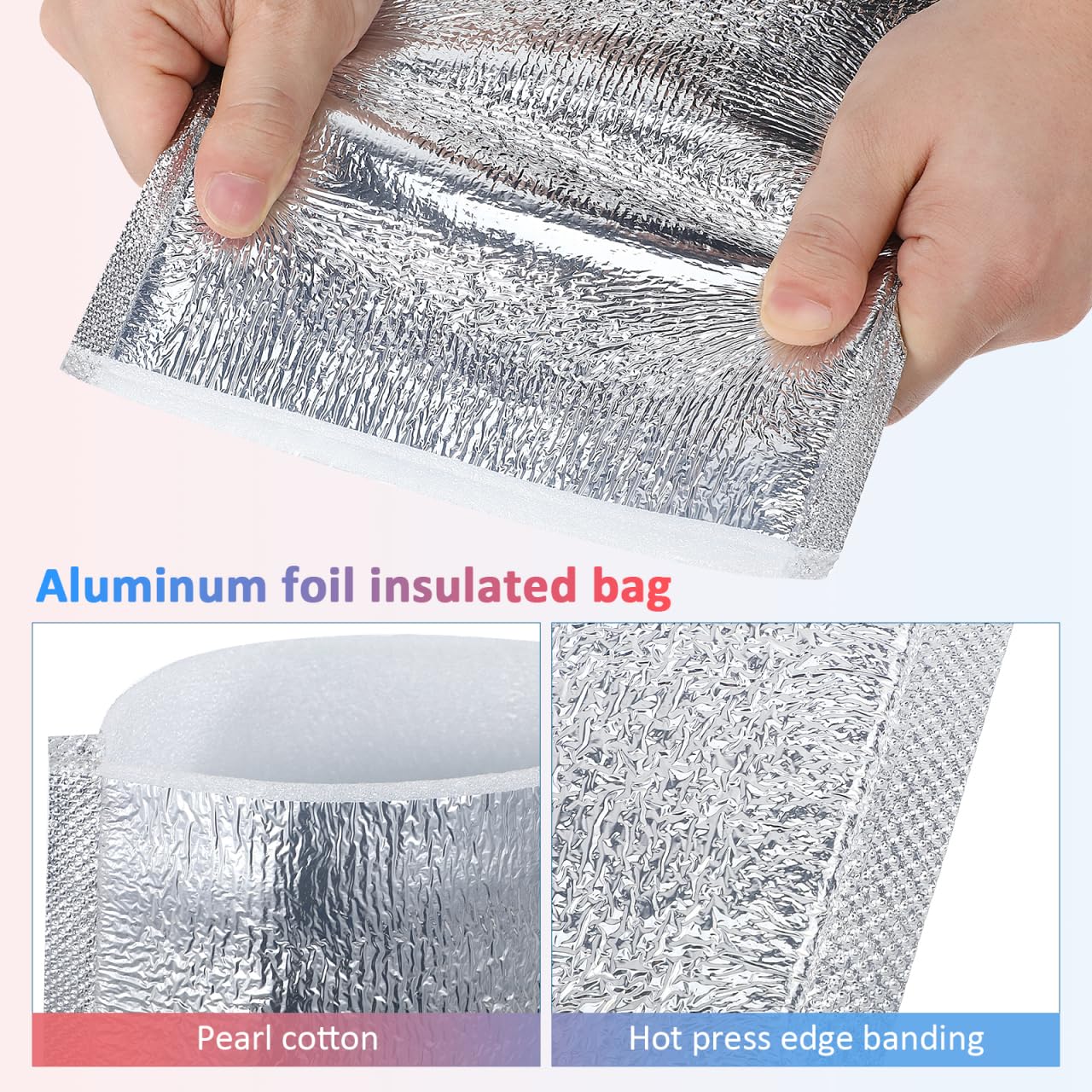 DOITOOL Isolierte Lunchtasche, 50 Stück Einweg-Isoliertasche, dicke Aluminiumfolie, Lebensmittel, schnell frisch, hält Tasche, nehmen Sie heraus, Obst, Picknick (20x20 cm)