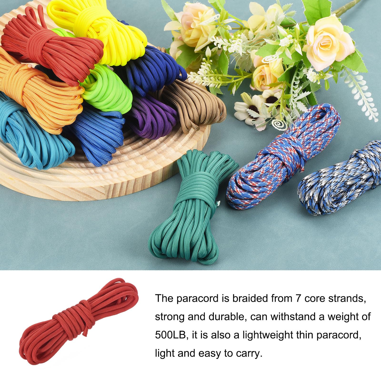 550 Cuerda Cuerda de Paracaídas 3 m, 4mm Cuerda Delgada De Nylon Cuerda de Paracaídas con Núcleo De 7 Hebras [para Tienda De Campaña Equipo De Camping Al Aire Libre] - Rojo