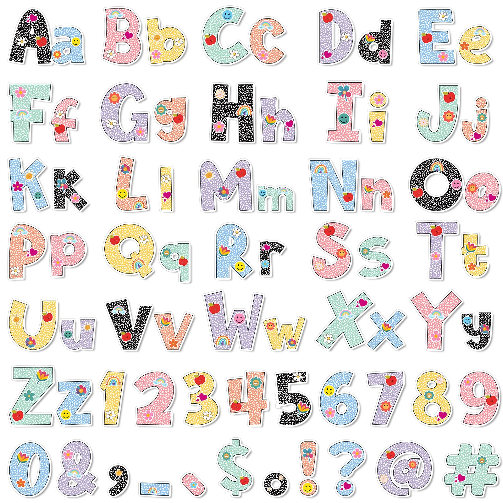 Lettres de l'alphabet colorées pour décorer la salle de classe des enfants