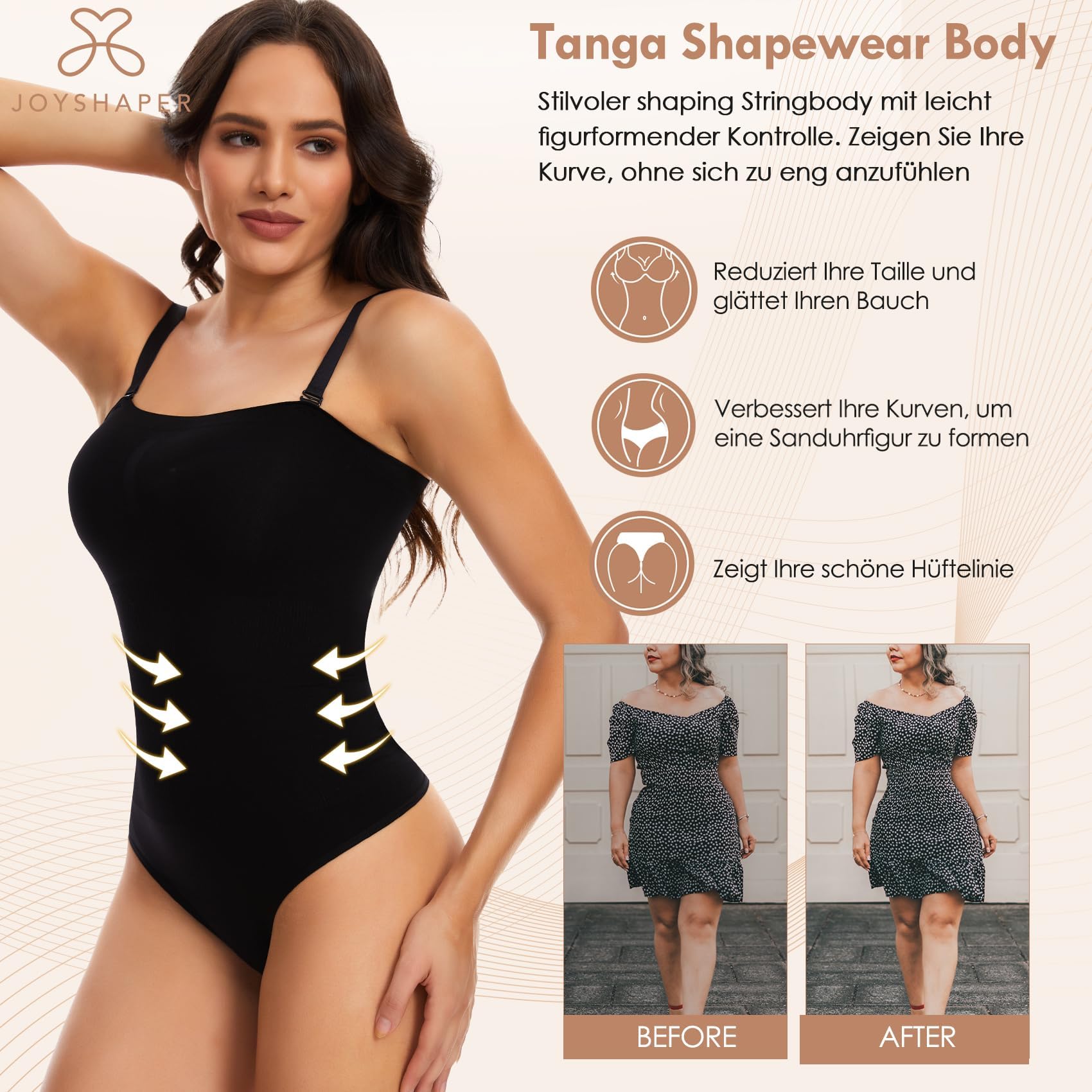 Joyshaper Damskie Body Modelujące Stringi Bez Ramiączek Wyszczuplające Brzuch Płaska Bielizna Modelująca Top