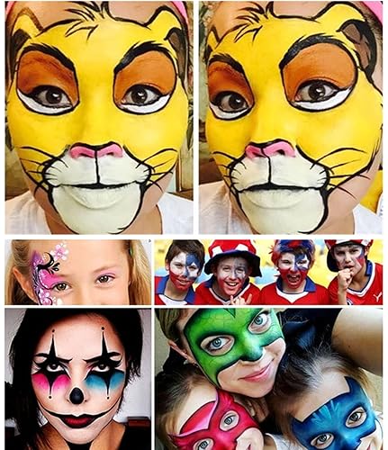 Miniatura 7 de Go Ho Barra de pintura amarilla para la cara y el cuerpo, a base de agua, lavable, a base de agua, no tóxica, cobertura completa, color amarillo