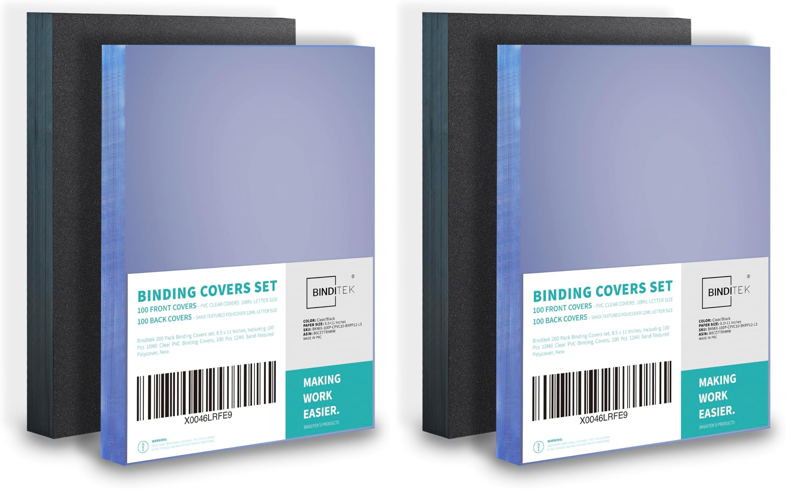 Binditek 400 Pack Binding Covers Set, 8.5x11 Inches, 10Mil PVC &amp; 12Mil Poly