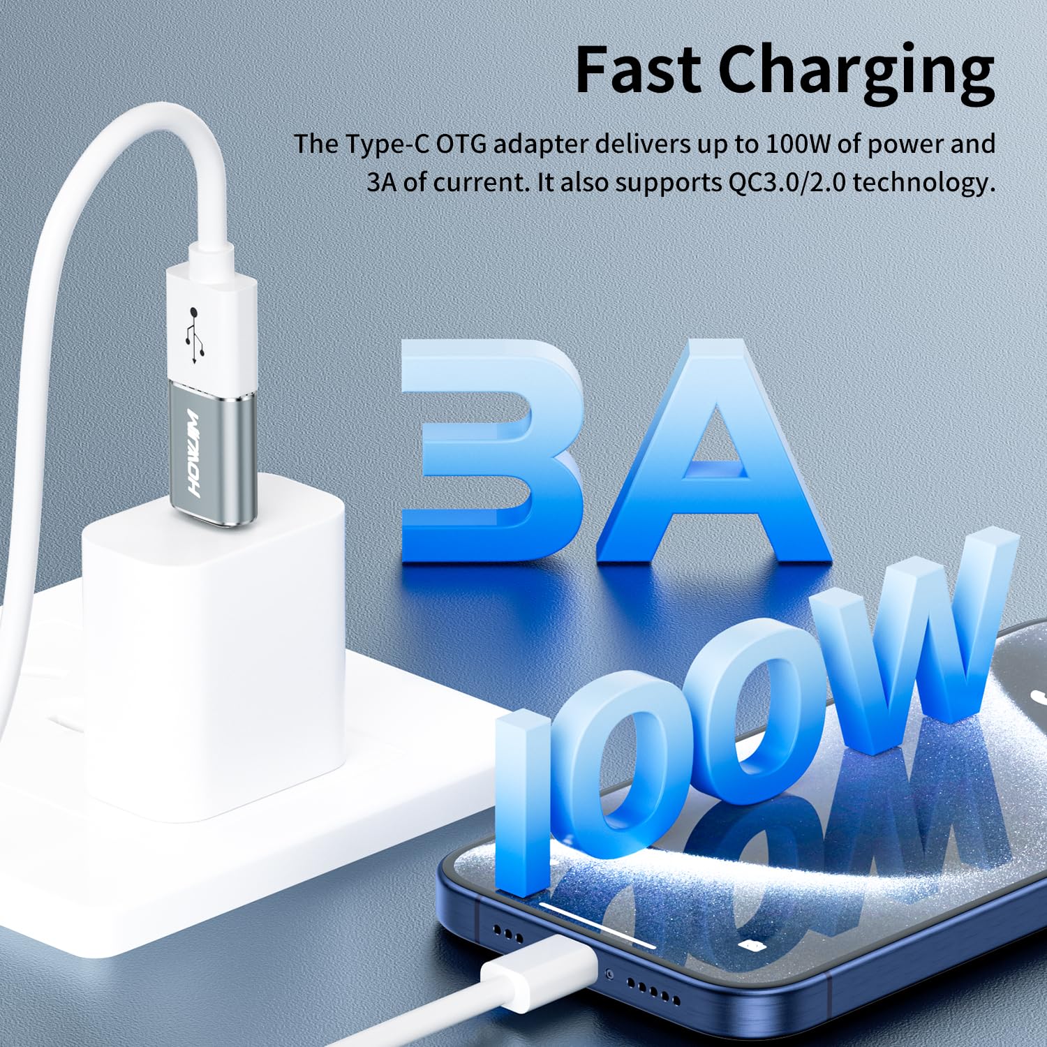 Adaptador USB C a USB, 4 unidades, adaptador OTG tipo C macho a USB 3.2 hembra, carga rápida de 100 W, transferencia de datos de 10 Gbps para M-acBook Pro/Air, i-Phone 15 16, i-Pad, G-alaxy, X-peria