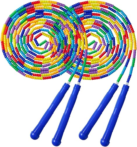 Paquete de 2 cuerdas dobles holandesas de 16 pies, cuerdas de saltar largas para niños, cuerdas de saltar con cuentas suaves, grupo multijugador