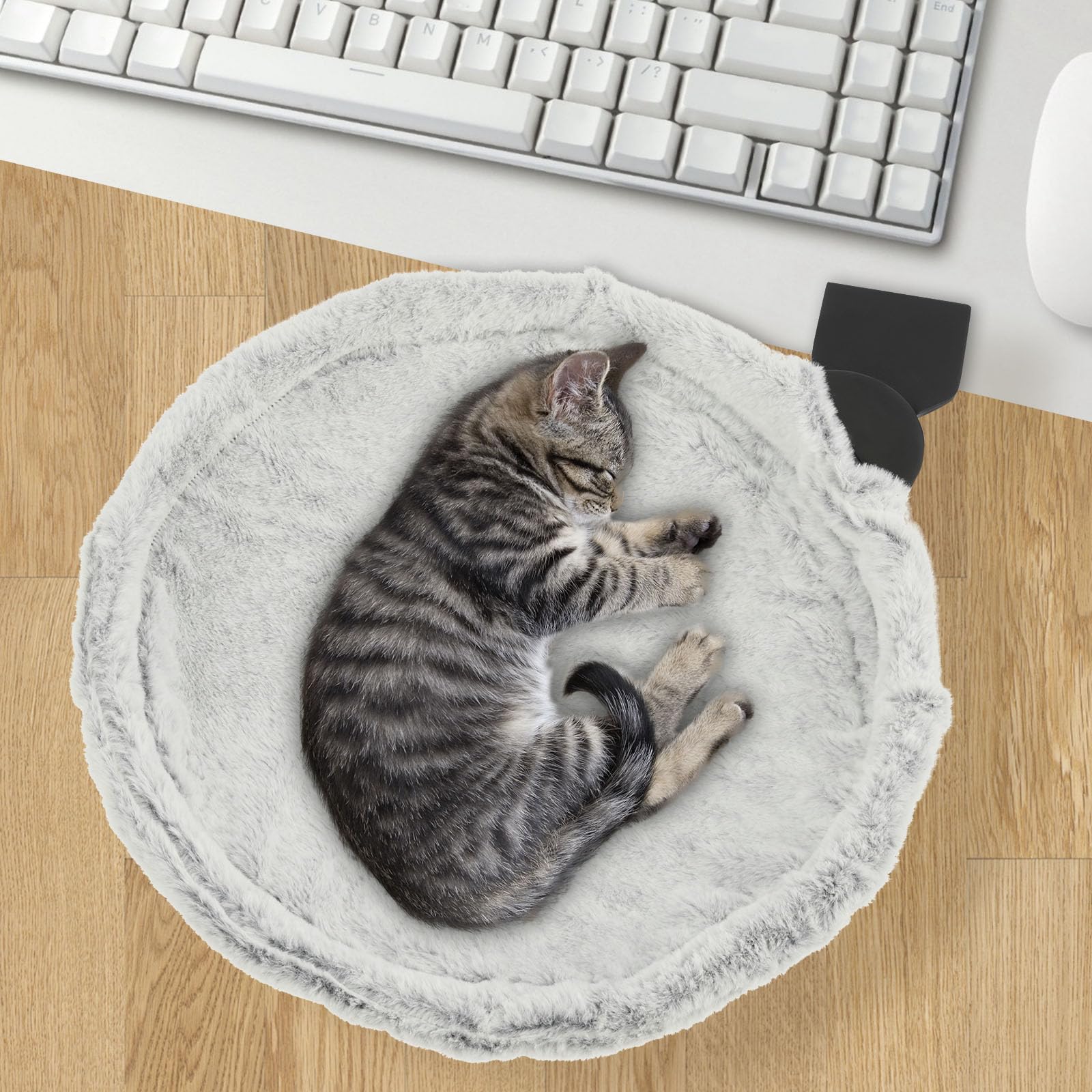 Hamac en peluche pour chat - Forte capacité de charge confortable - Lit de bureau pour chat - Support stable - Peu encombrant - Hamac de fenêtre - Lit suspendu pour chat jusqu'à 18 kg (gris)
