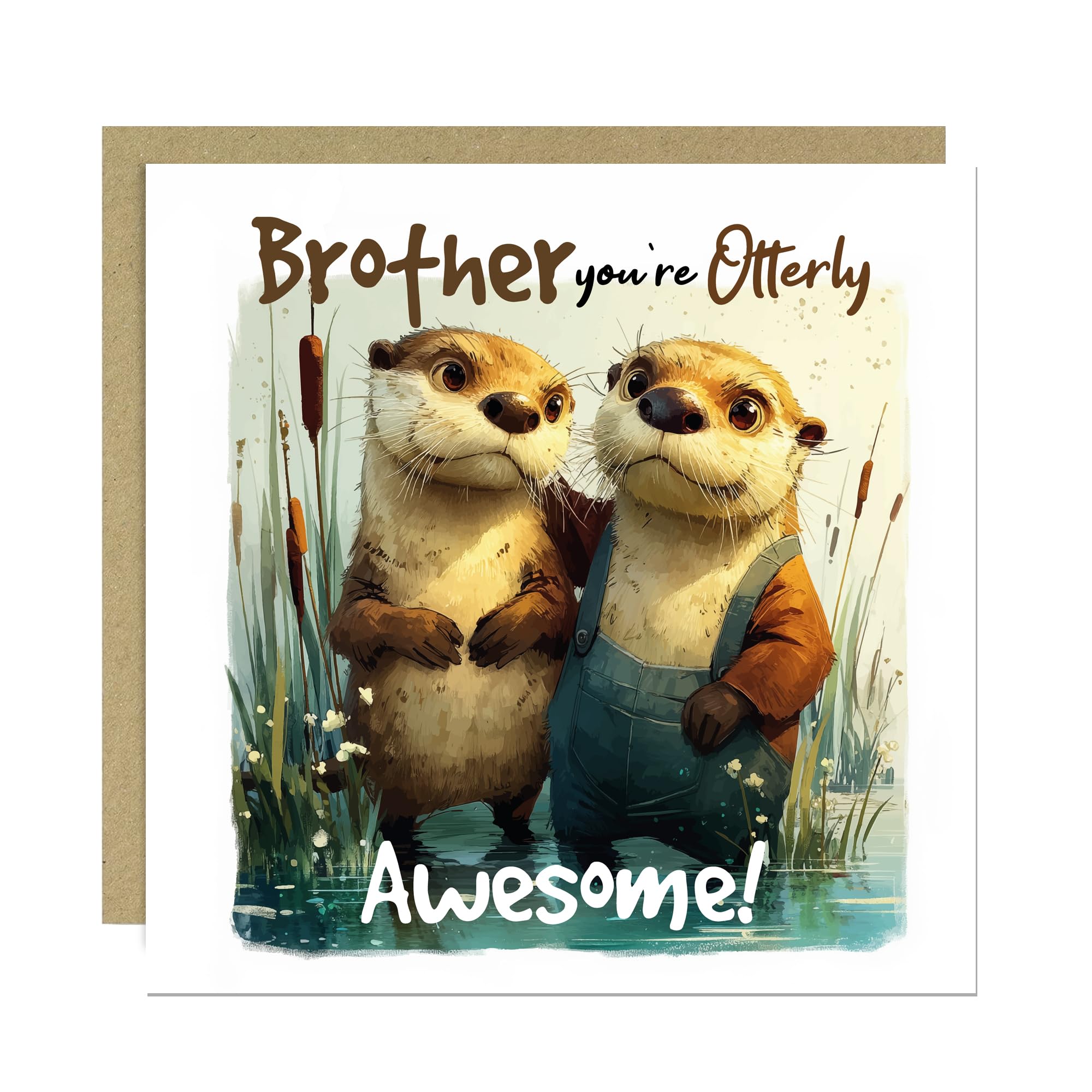 RED OCEAN Brother Birthday Card Cute Birthday Card for Brother You're Otterly Awesome Card From Sister Brother Card With Kraft Envelope