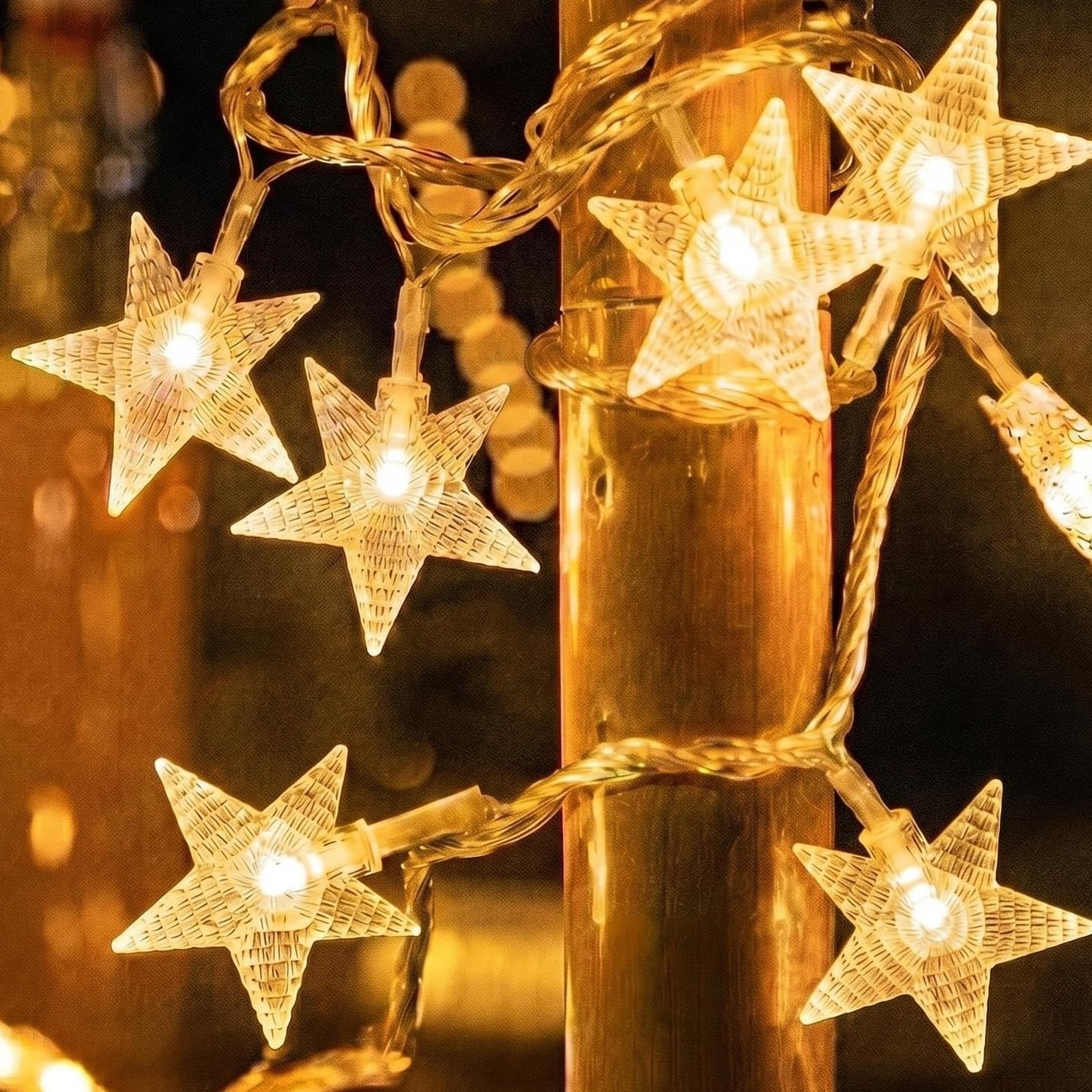 HHMTAKA Warm White Star String Lights 3m 20LED USB Fairy Lights 8modes