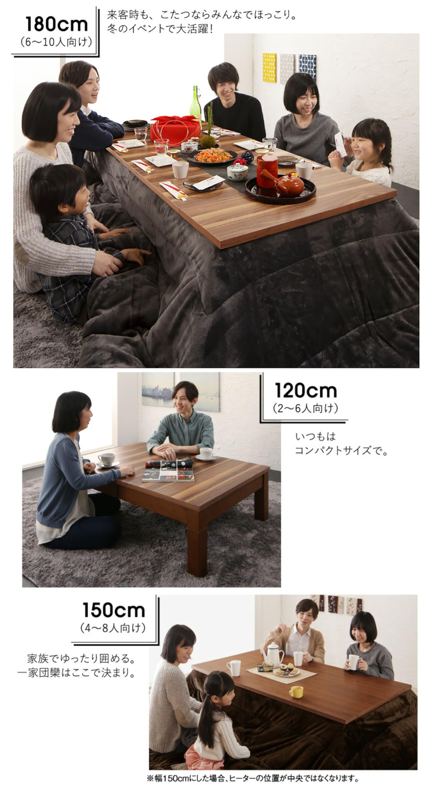 Amazon.co.jp : RUCOLA こたつ 180 150 120 伸長 拡張 コタツテーブル 