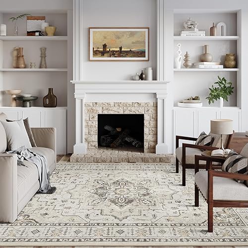 Miniatura 4 de zesthome Alfombras de área de 5 x 7, lavables a máquina, para sala de estar, dormitorio, resistentes a las manchas, vintage, de gran área,