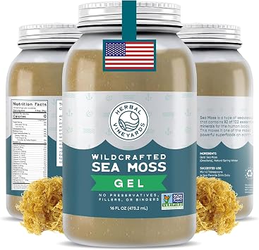 Herbal Vineyards Raw Irish Sea Moss Gel 16oz Wildcrafted Unflavored