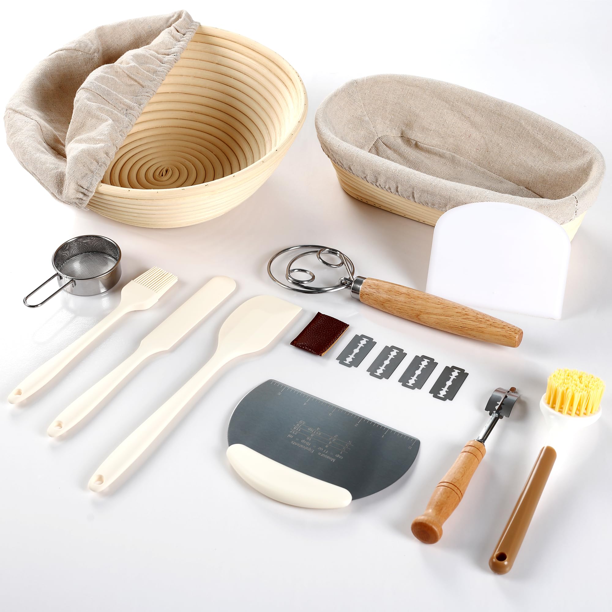 Banneton Brotkorb-Set Aus Rattan – Rund & Oval (22,9 Cm & 25,4 Cm) Inkl. Zubehör