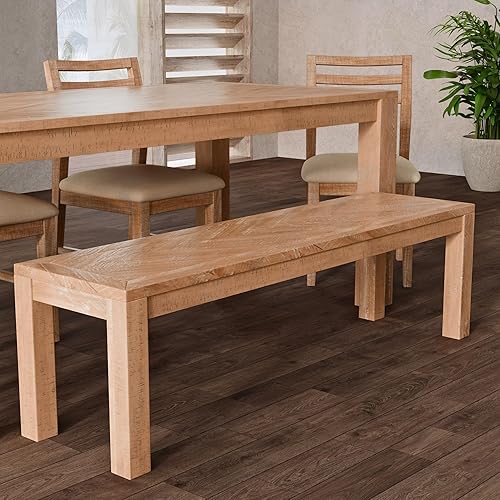 Miniatura 2 de Aiden - Banco de comedor de pino macizo y madera contrachapada, natural desgastado