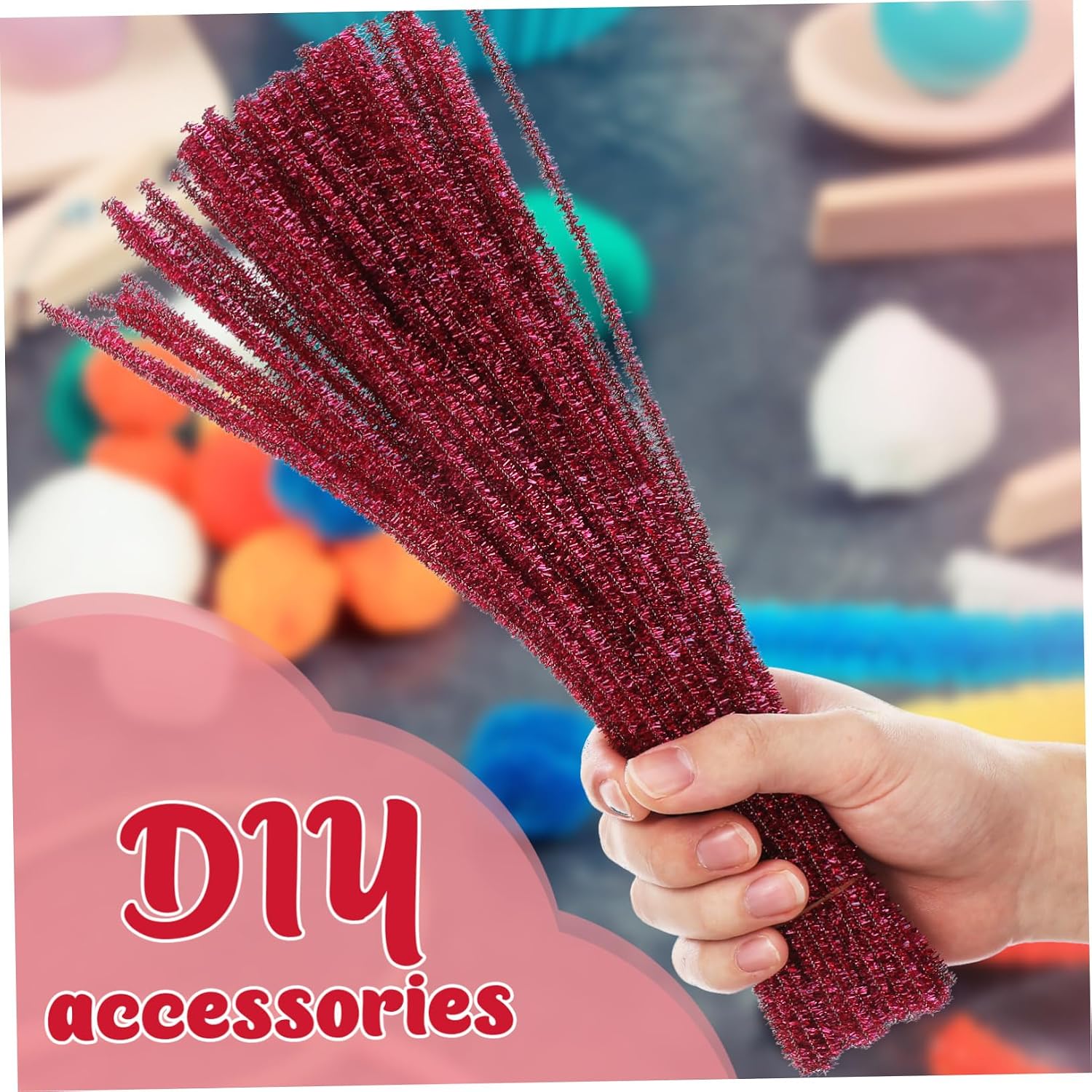 500pcs Metallic Pipe Cleaners Craft Twisting Sticks Bendable Glitter Stems Flexible for Decorations