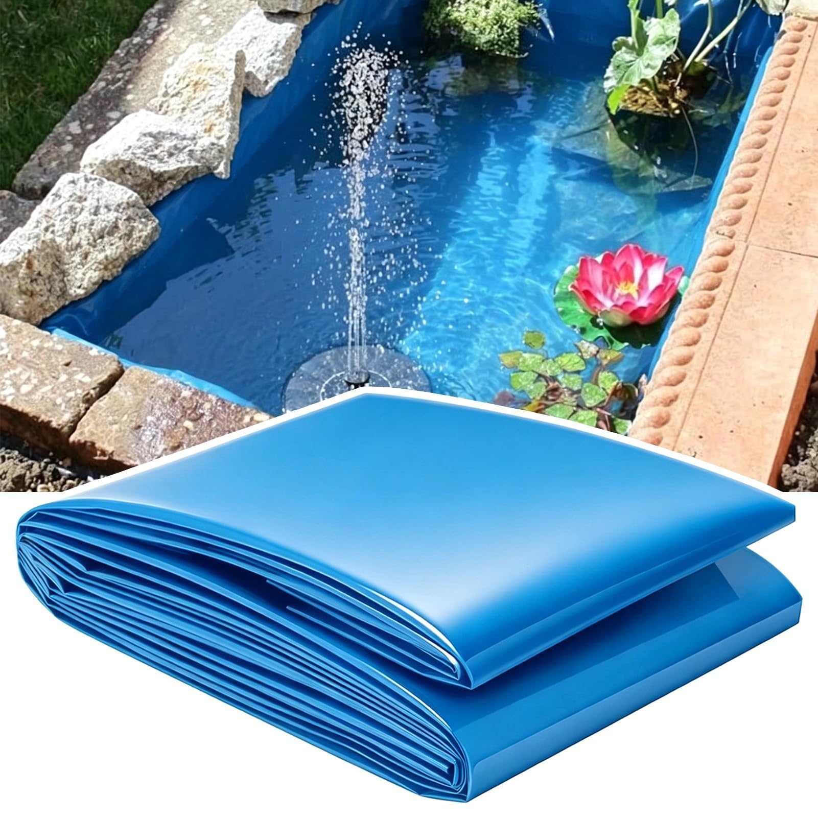 Hamankim Blue Waterproof Underlay Pond Liner, Impermeable Film for Cisterns Water Resources Engineering, 4x5m 5x7m 6x10m 8x12m Preformed Garden Ponds Membrane