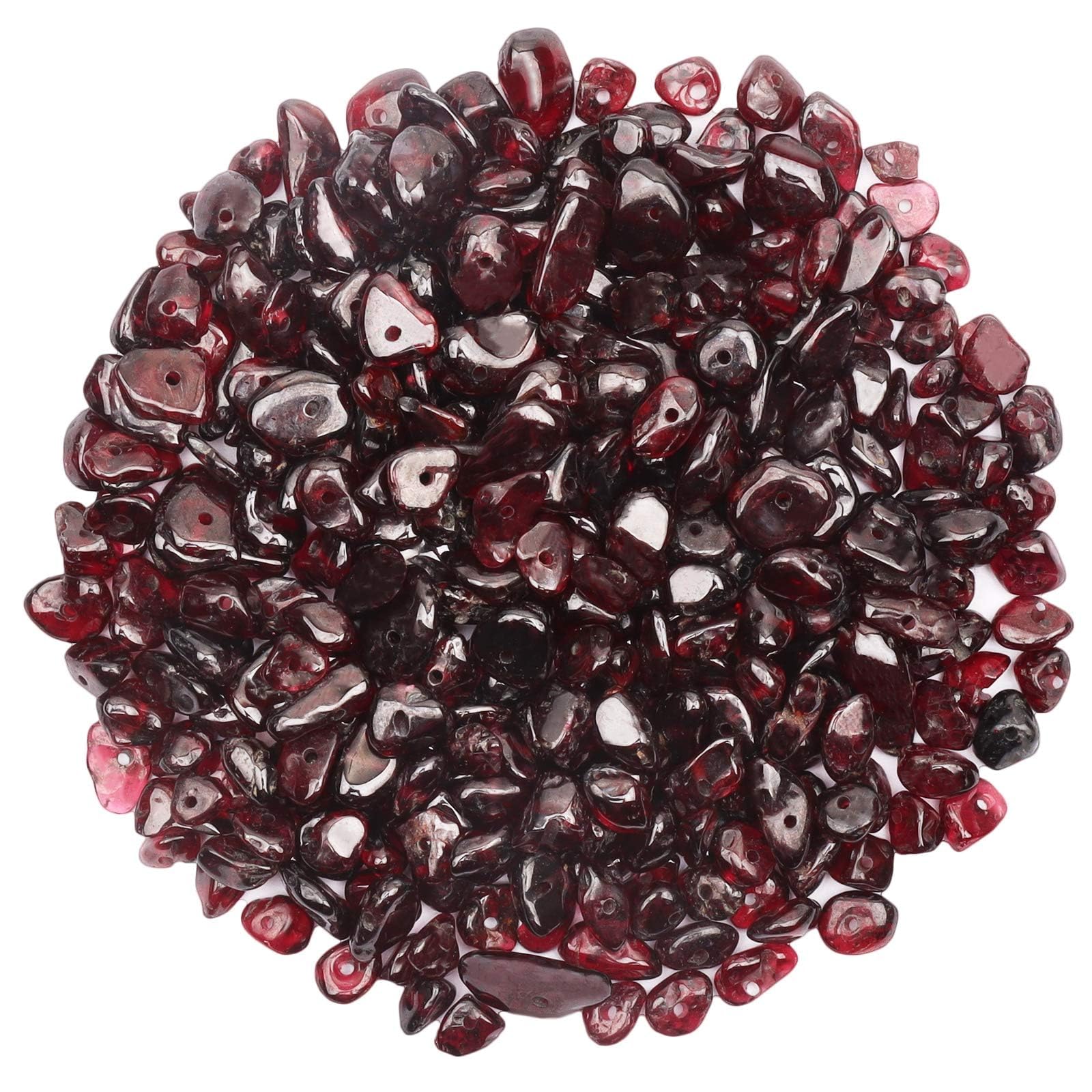 500Pcs Garnet Crystals Chips Gemstone Beads 5-8mm, Irregular Natural Crystal Beads for Jewellery Making, Drilled Tumbled Chips for Bracelet Making — image 1