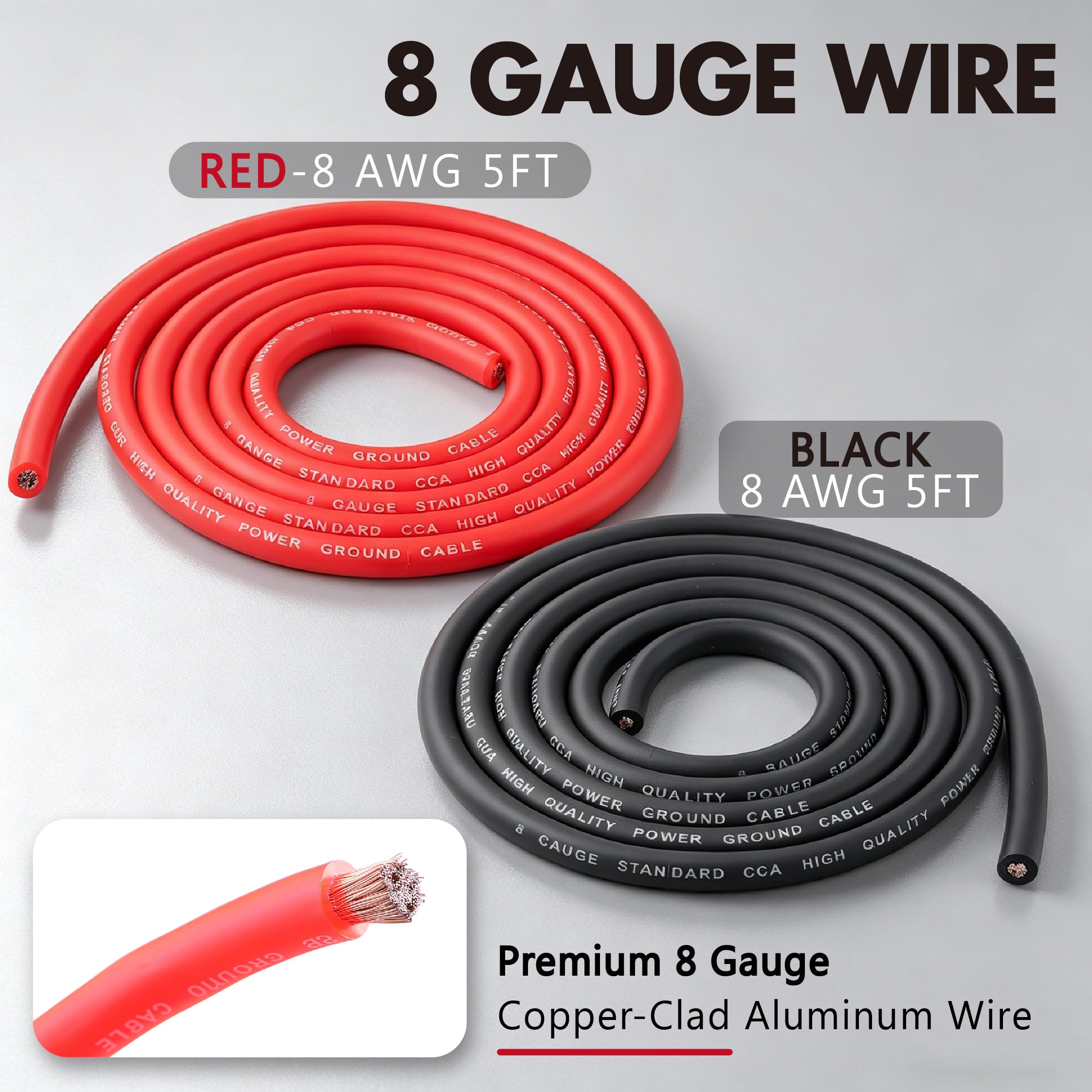 Kit de câblage CCA double amplificateur et caisson de basses de calibre 4 – avec fusible ANL 100 A, câbles RCA OFC de 5,2 m et fil de haut-parleur 14 AWG | Ensemble complet de câbles d'alimentation/de