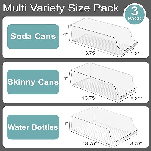 Miniatura 5 de Sorbus Organizador de latas de soda para refrigerador, 3 tamaños variados soporte estándar para latas de soda, dispensador de latas delgadas y
