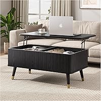 Vista 24 de Mesa auxiliar cuadrada con tapa elevable para sala estar u oficina en casa, con almacenamiento, compartimento oculto, estilo moderno mediados
