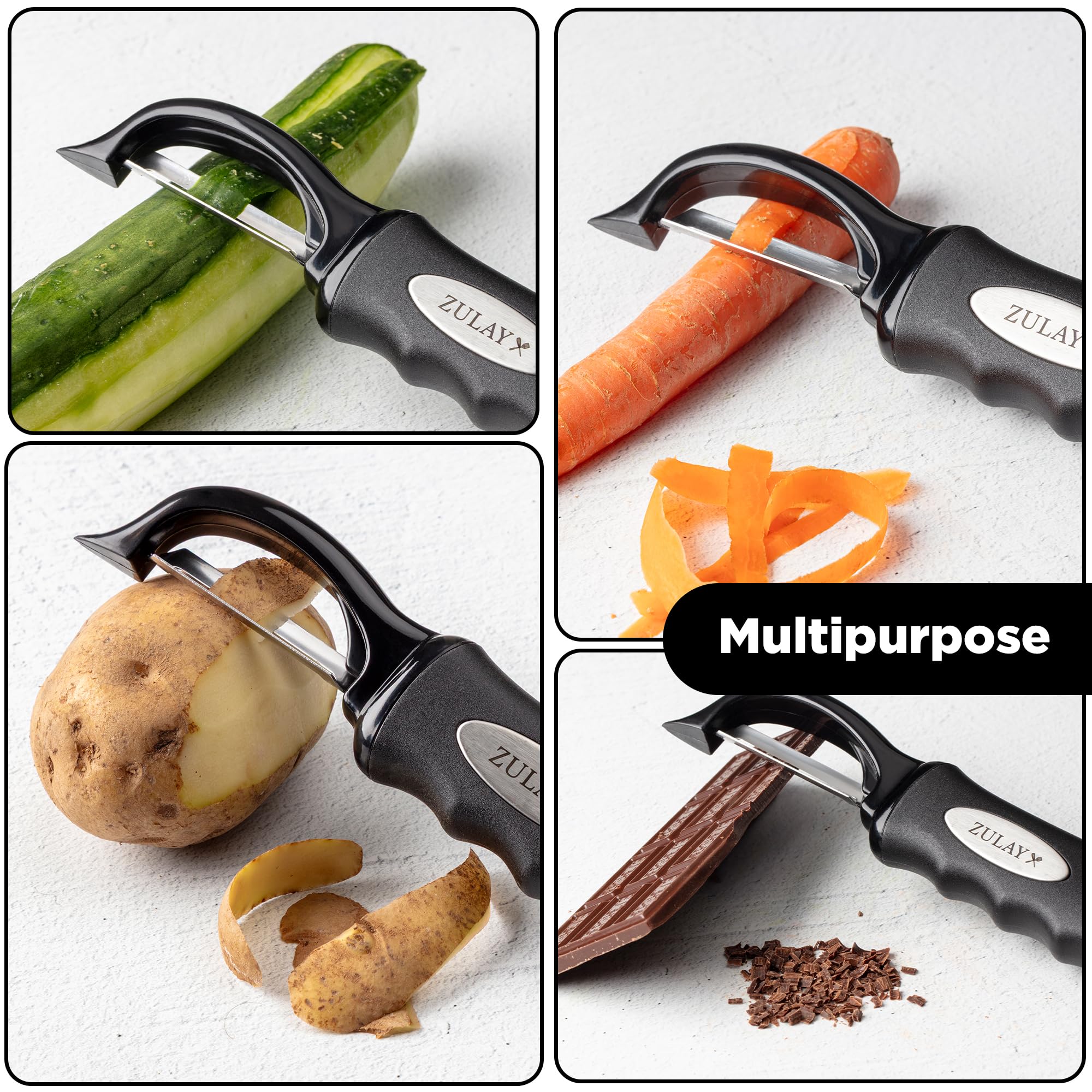 Épluche-légumes Pivotant Premium Zulay Kitchen - Poignée Ergonomique, Lames Idéales Pour Pommes De Terre, Carottes Et Fruits