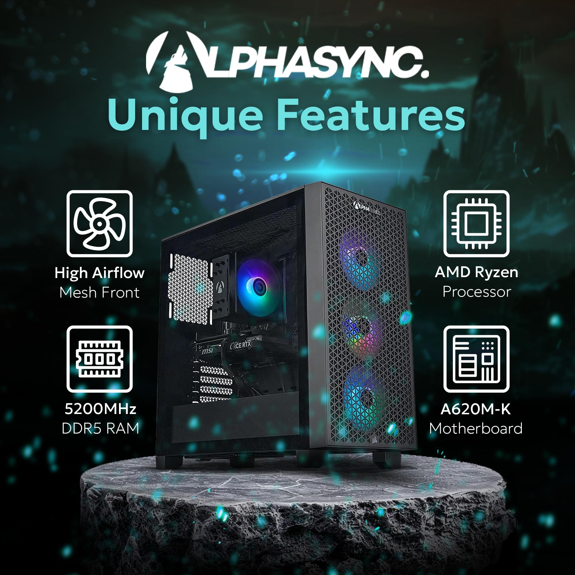 AlphaSync Prebuilt Gaming PC - AMD Ryzen 5 7500F, NVIDIA GeForce