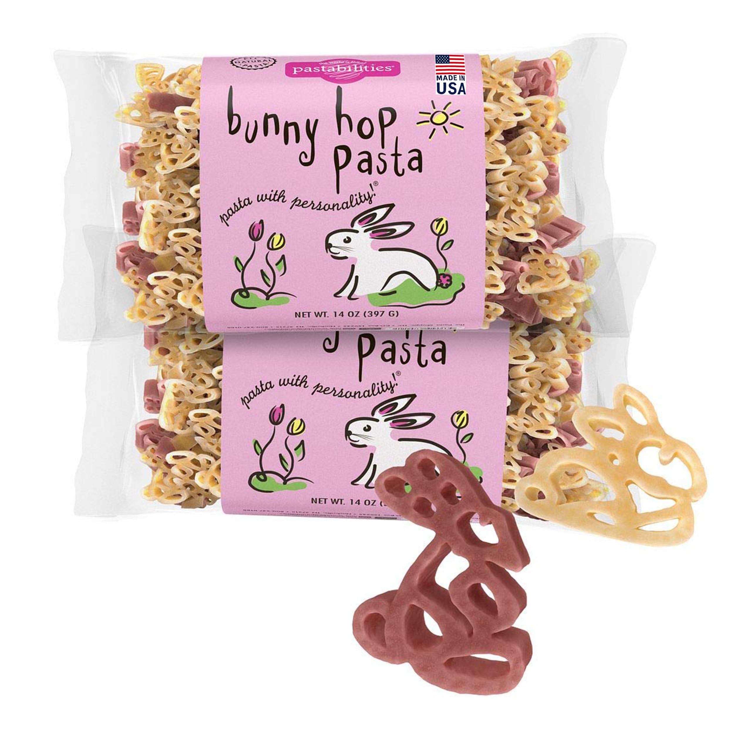 Pastabilities Bunny Hop, pasta de trigo natural sin OGM, 400 ml (2 unidades)