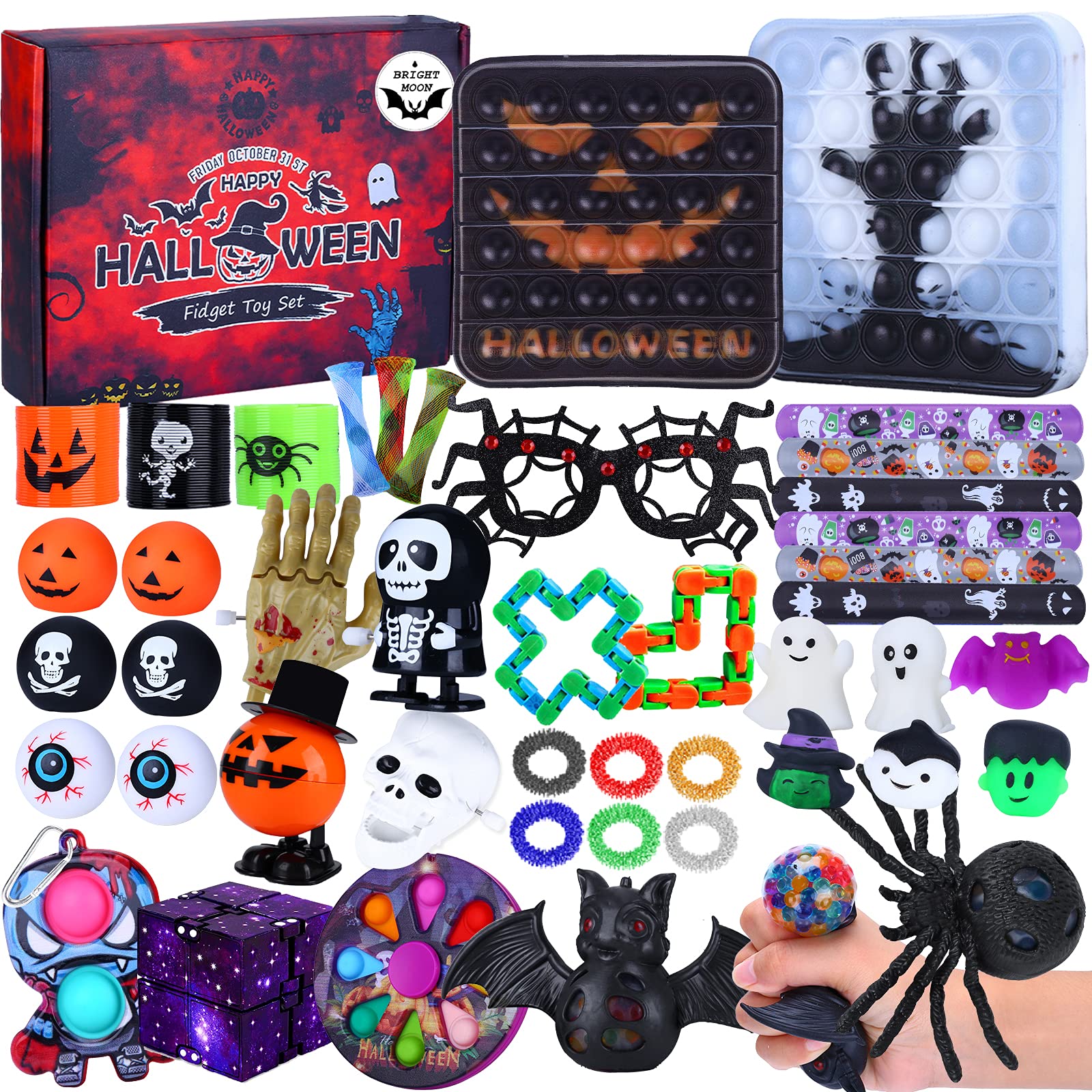 Halloween Fidget Toys Pack 45 pcs , Halloween Fidget Packs,Fidget Toys Set for Adults Kids Anxiety Autism,, Birthday Party Favors,Classroom,Goodie Bag Fillers
