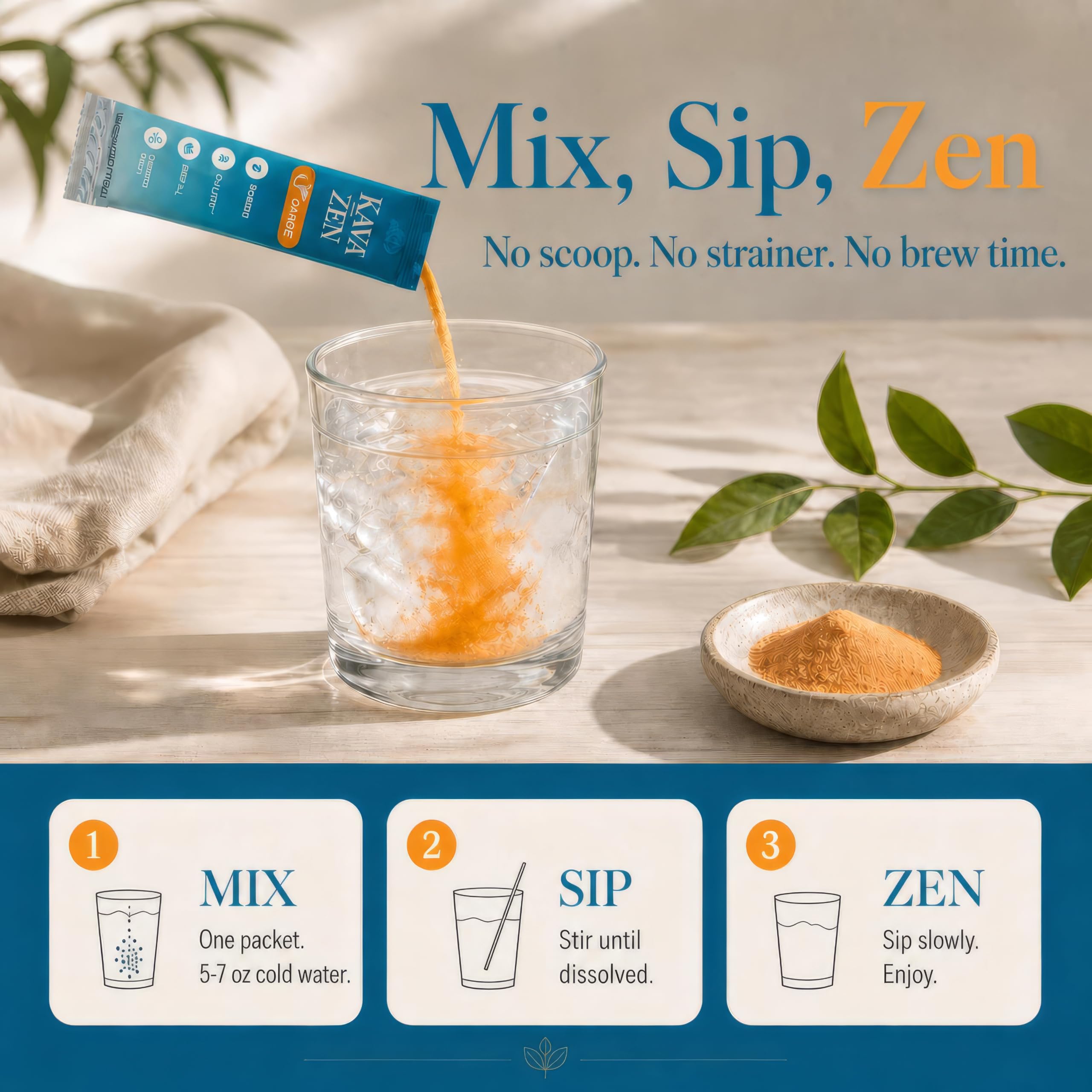 Kava Zen Calming Kava Drink Mix | 250mg Root Extract (70% Kavalactones), L-Theanine, Ashwagandha, Magnesium | Sleep Aid, Cortisol + Stress Support | No Sugar, Non-GMO | 30 Instant Powder Stick Packs — Amazon image 5