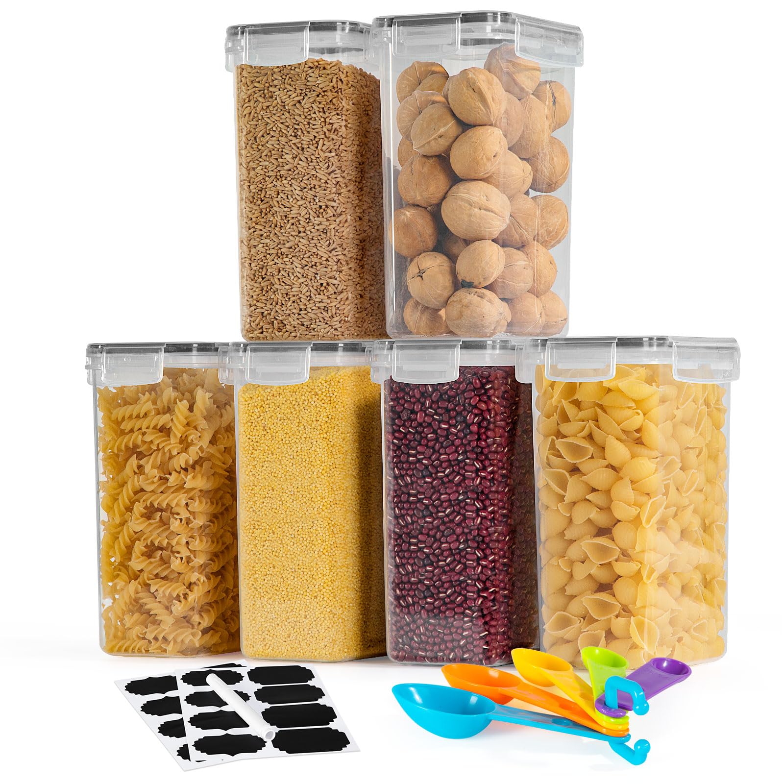 FoiiLiio 2L Contenitori Ermetici per Alimenti 8 Pezzi, Contenitori Plastica Cucina Organizer con Coperchio, Contenitore Alimentari per Dispensa, Credenza, Sicuro nel Microonde e Lavastoviglie