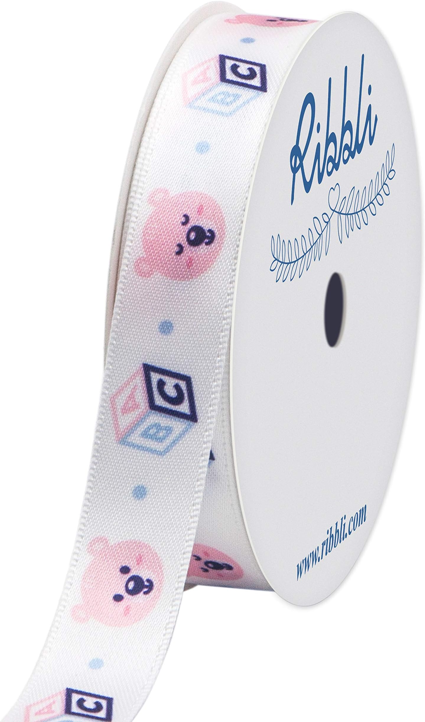 Amazon.com: Ribbli Satin ABC&Bear Craft Ribbon,5/8-Inch x 10-Yard,White ...