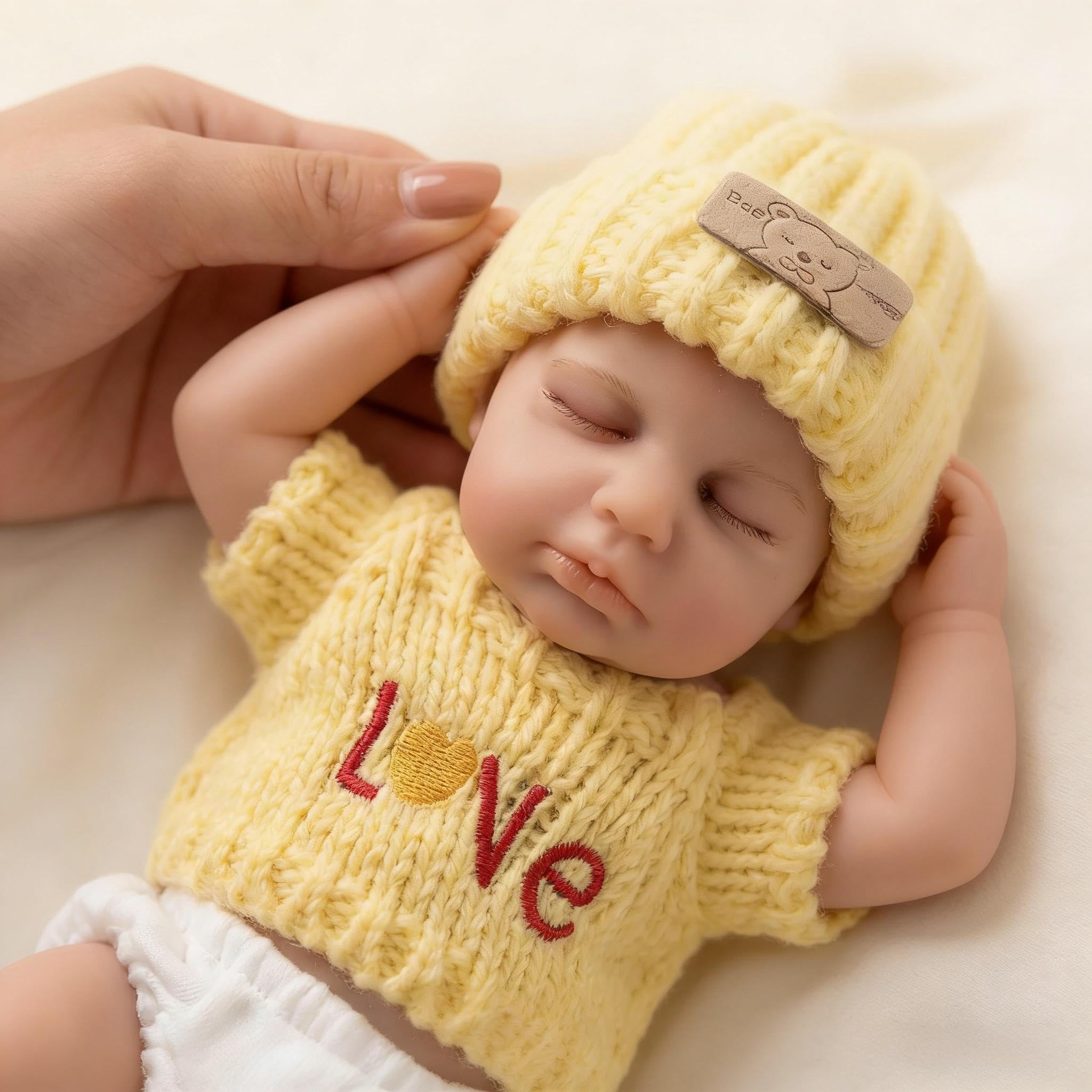 RXDOLL Mini Reborn Baby Dolls Silicone Full Body 8 inch Realistic Full Silicone Baby Doll Girl Soft Body Lifelike Newborn Babies Doll Posable for Kids 3+ or Collectors