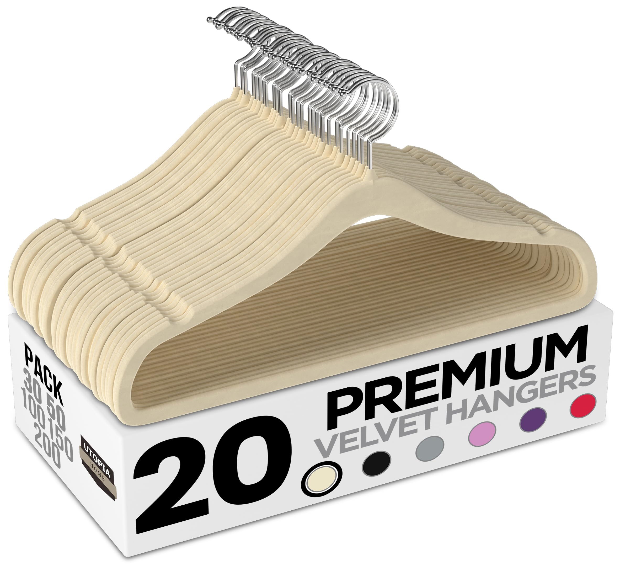 Utopia Home Premium Perchas de Terciopelo Antideslizantes, Duraderas Perchas Negras con Gancho Giratorio de 360 Grados Percha de Gran Resistencia (Gris, Paquete de 20). — view 10