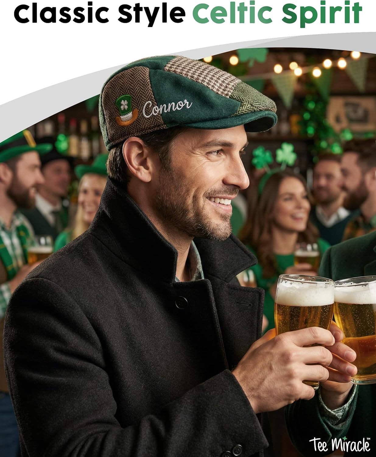 Personalized Newsboy Hats for Men - Add Name/Initials - Classic Irish Flat Caps - Image 2