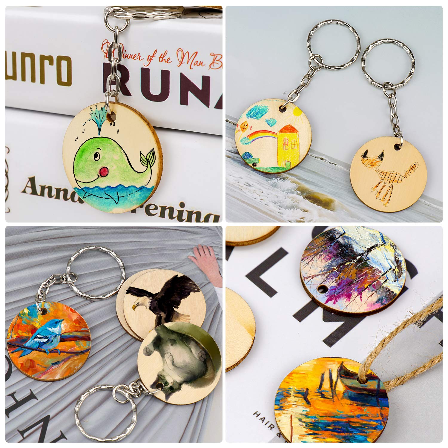 étiquettes Animaux Bricolage Lot De 100 Porte-Clés En Bois Naturel TOLIDA - Rondelles Personnalisables DIY | Cadeaux Déco Porte-clés Naturel Hêtre