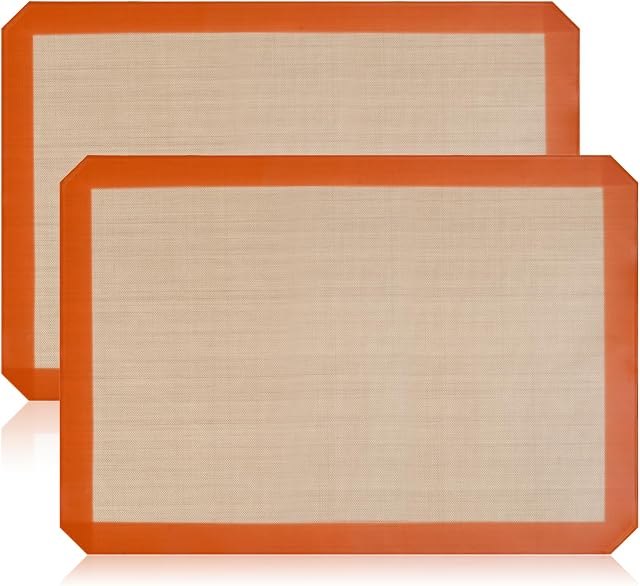 Luckyiren 2-Pack Tapis de cuisson en silicone – Liners de four sans BPA réutilisables, non réutilisable, 100% Silicone de qualité alimentaire, Fit demi-plaquettes (16.54" x 11.62") pour les cookies, pâtisserie & Plus