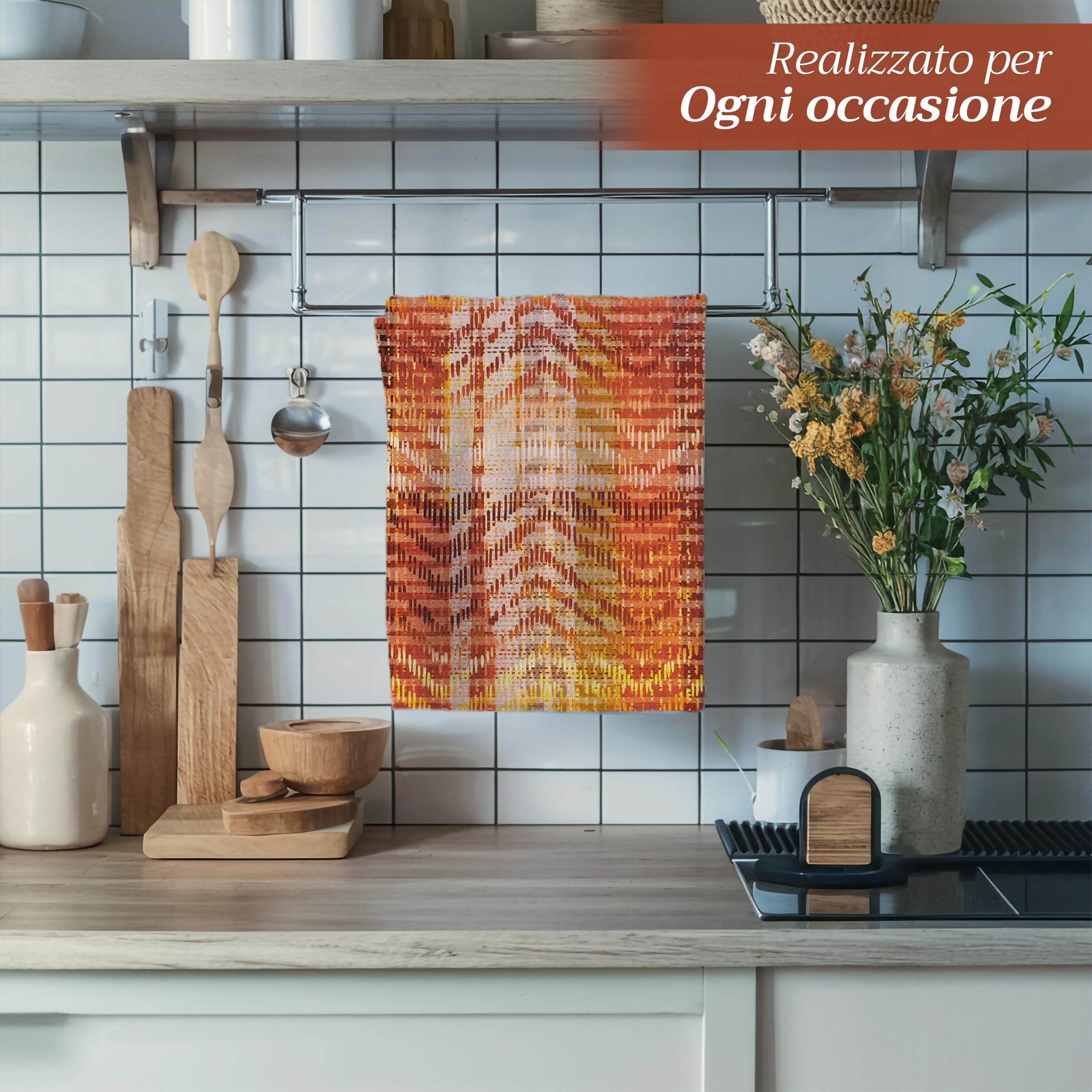 Maison d' Hermine Kitchen Towels Set of 3 100% Cotton 70 CM x 50 CM Reusable Cloth Tea Dish Towels Absorbent with Hanging Loop for Kitchen Dining Christmas Decorations (Thanksgiving Tartan) - Image 2
