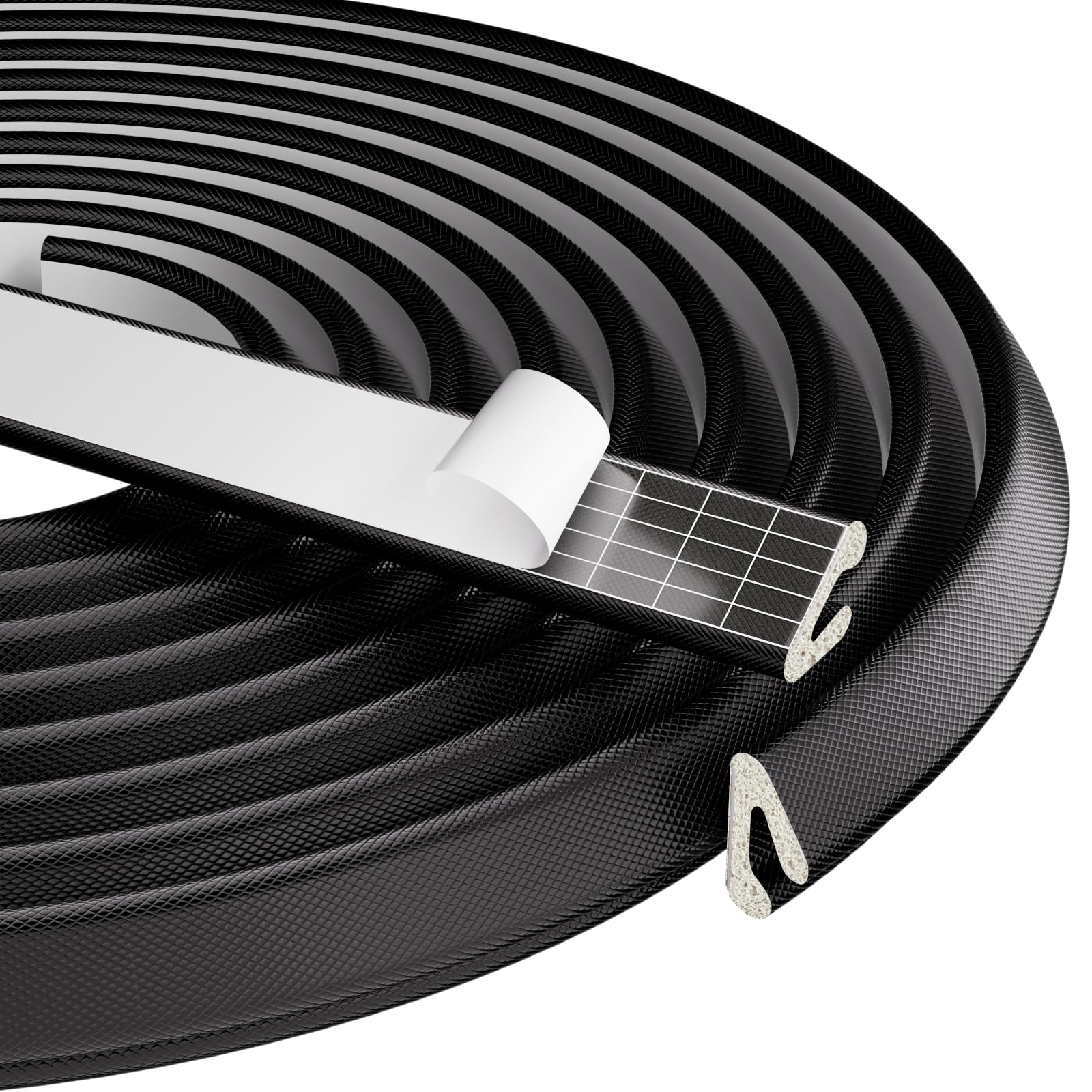 Cuysfead Black 6M V-Shape Foam Weather Seal Strip Draught Excluder For Door Frame And Small Gaps,Anti-Collision Self Adhesive Soundproof Windproof Dustproof Stripping,Draft Excluder Insulation Tape