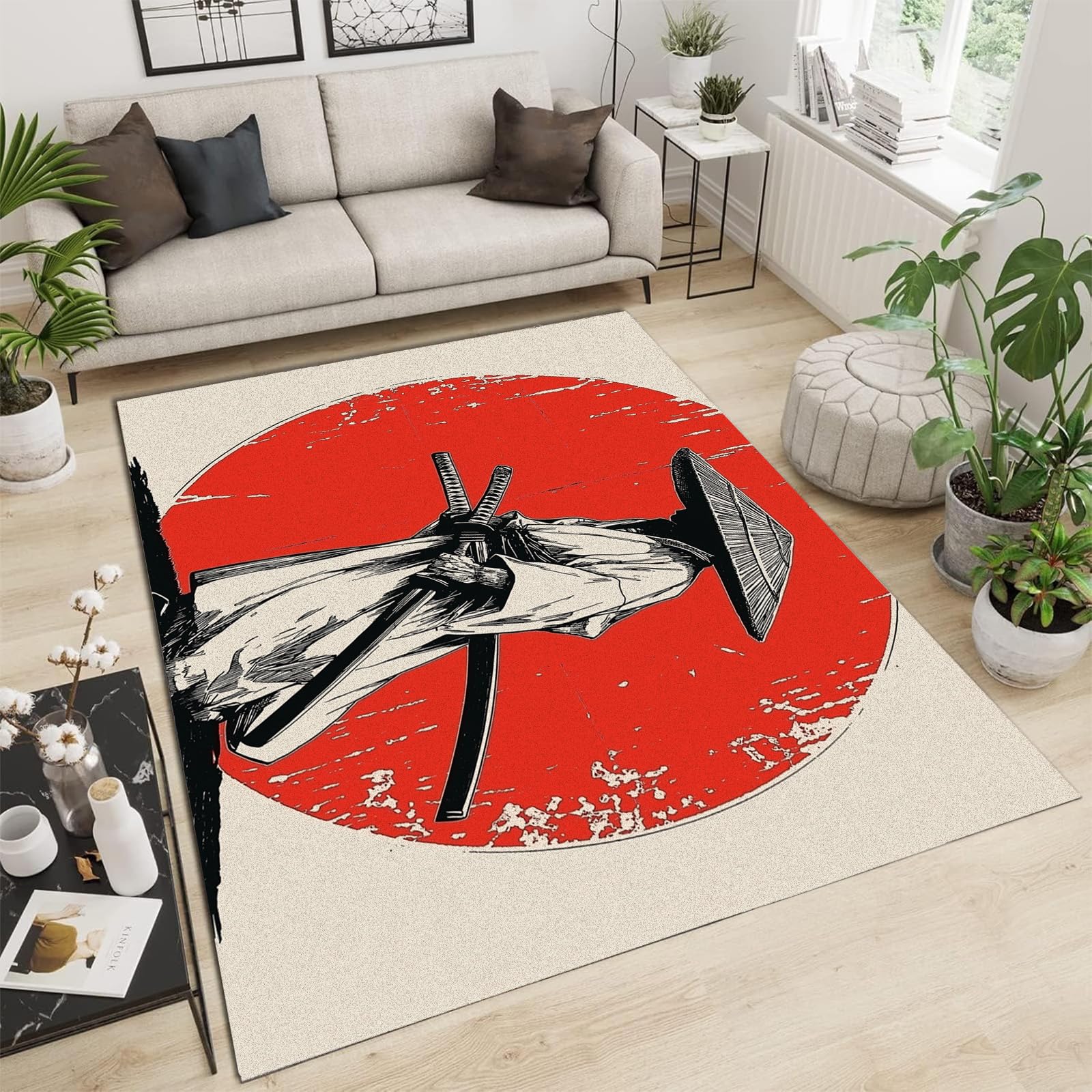 Tapis de salon samouraï lavable pour éliminer les taches de cuisine