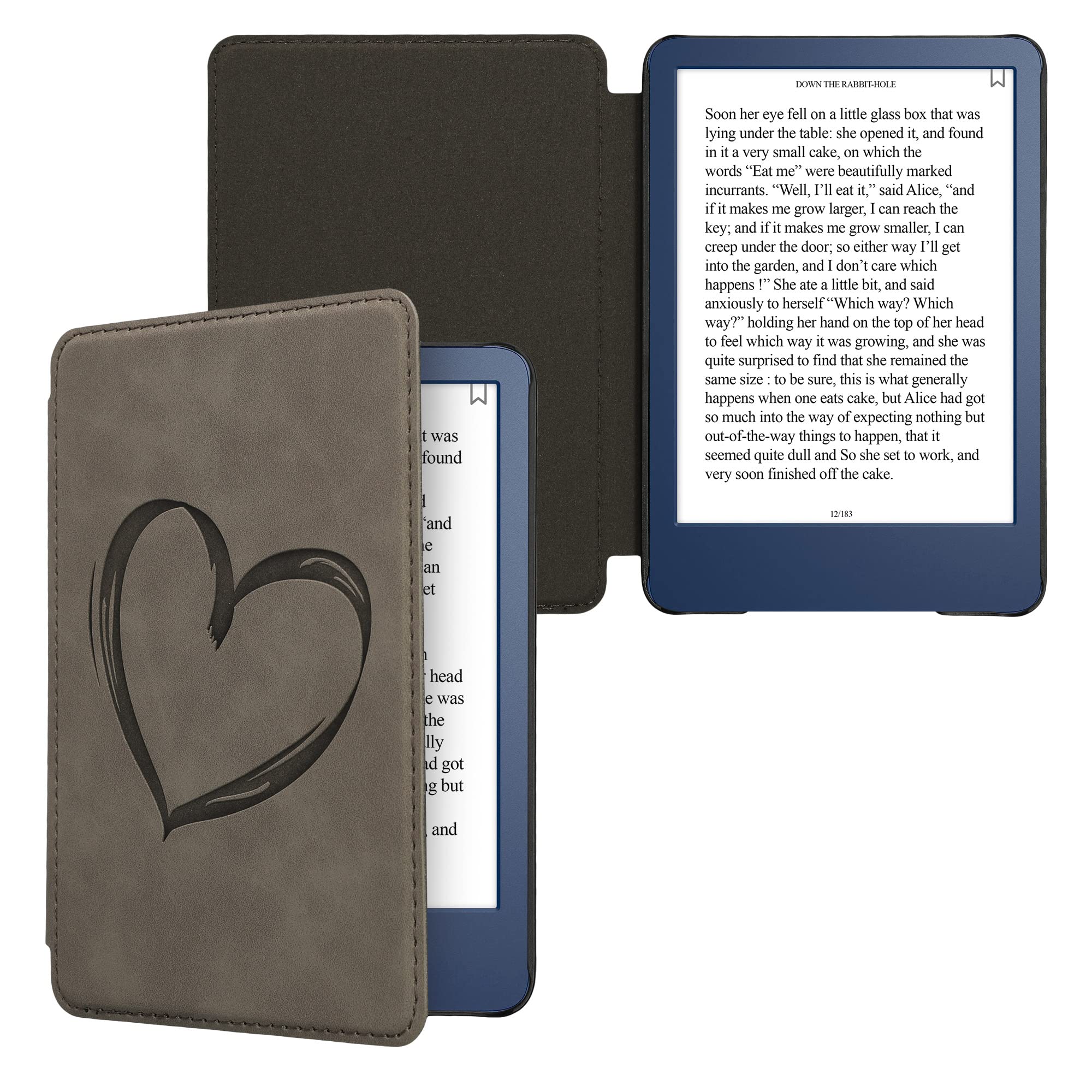kwmobile Custodia eReader Compatibile con Amazon Kindle (2022/2024) Cover - eBook Reader Flip Case - Cover eReader Magnetica Pelle PU Cuore