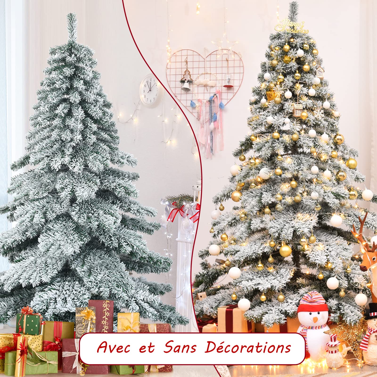 RELAX4LIFE Sapin De Noël 180 Cm En PVC Ignifuge, Arbre De Noël Réaliste