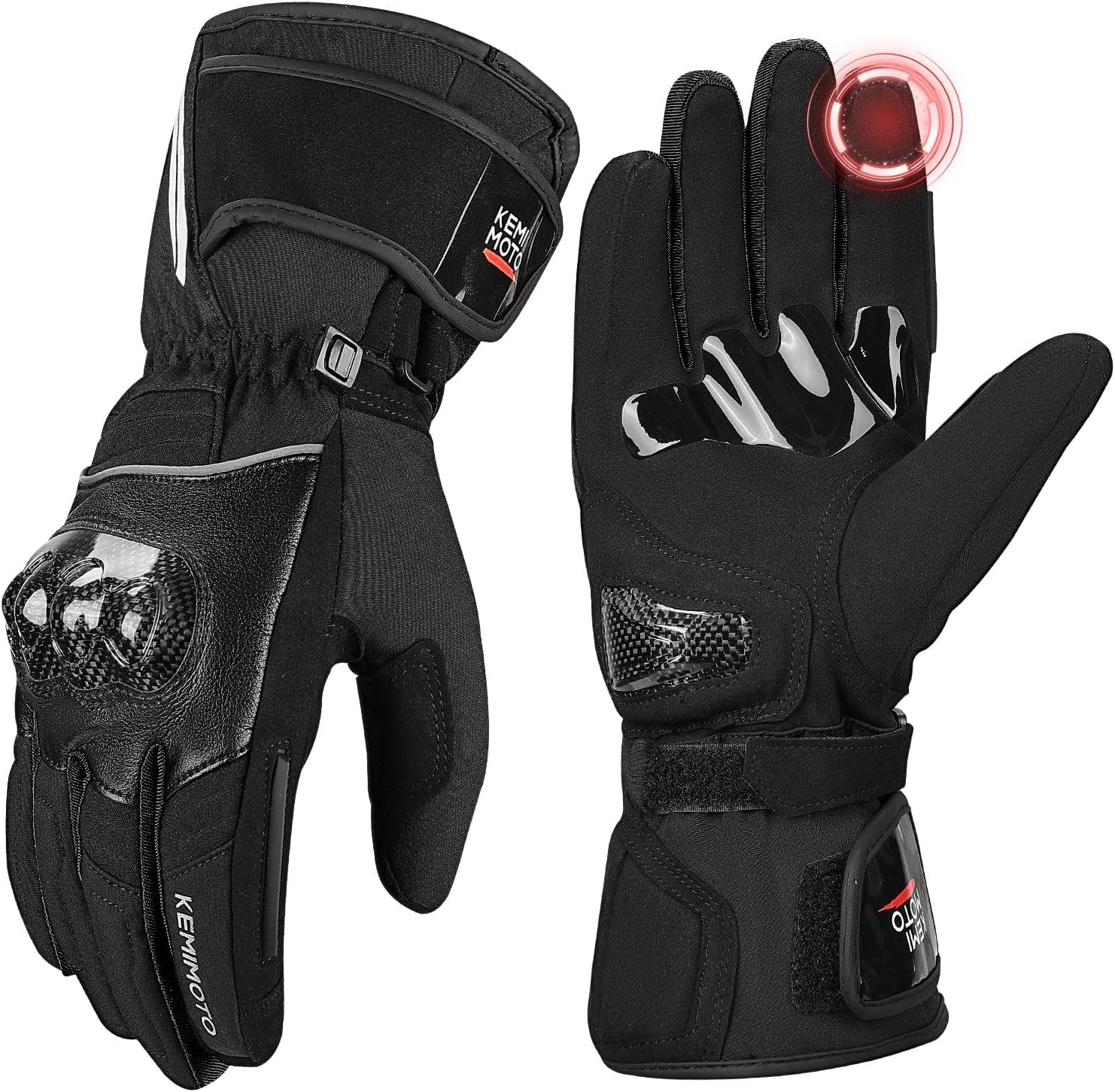 KEMIMOTO Winter Motorradhandschuhe, wasserdichte und Winddichte Motorradhandschuhe für 0°C~5°C, Verschleißfeste Handschuhe mit Kohlefaserschale,Touchsreen Winter Thermo Handschuhe für Skifahren