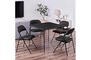 VECELO Folding Card Table and Chair Set of 5: Portable Convenience