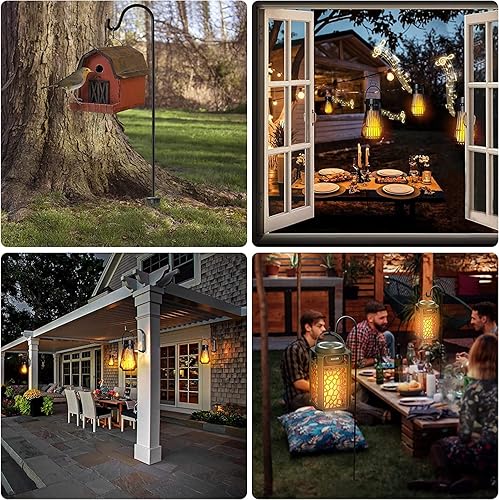 Miniatura 5 de NUNET Gancho de pastor para comedero de pájaros, colgadores de plantas de aluminio de 33 pulgadas, soporte de antorcha Tiki desmontable para jardín,