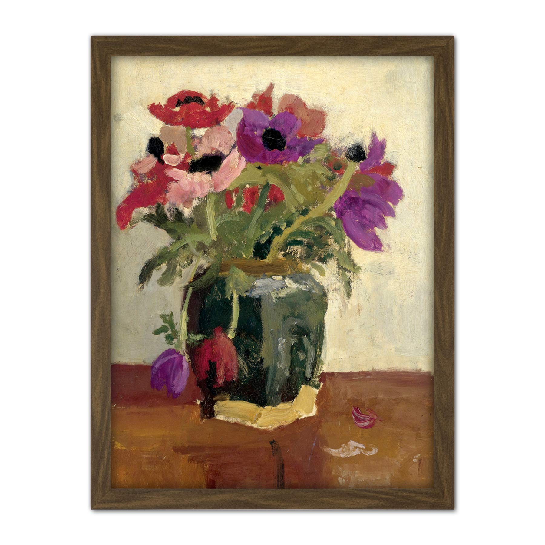 Artery8 Breitner Ginger Pot With Anemones Painting Artwork Framed Wall Art Print 18X24 Inch