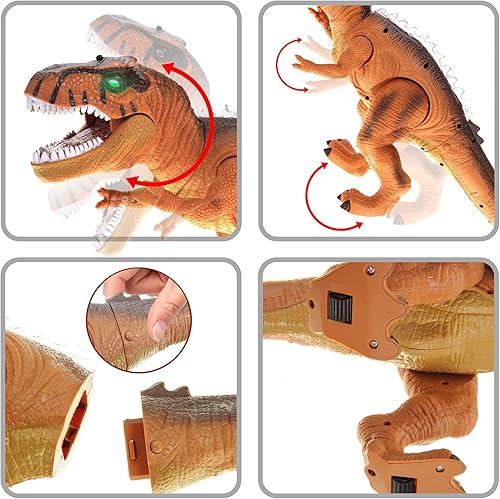 Miniatura 4 de PowerTRC Juguete T-Rex de dinosaurio a control remoto para niños, sonidos prehistóricos realistas, juguete robot de dinosaurio que se ilumina y