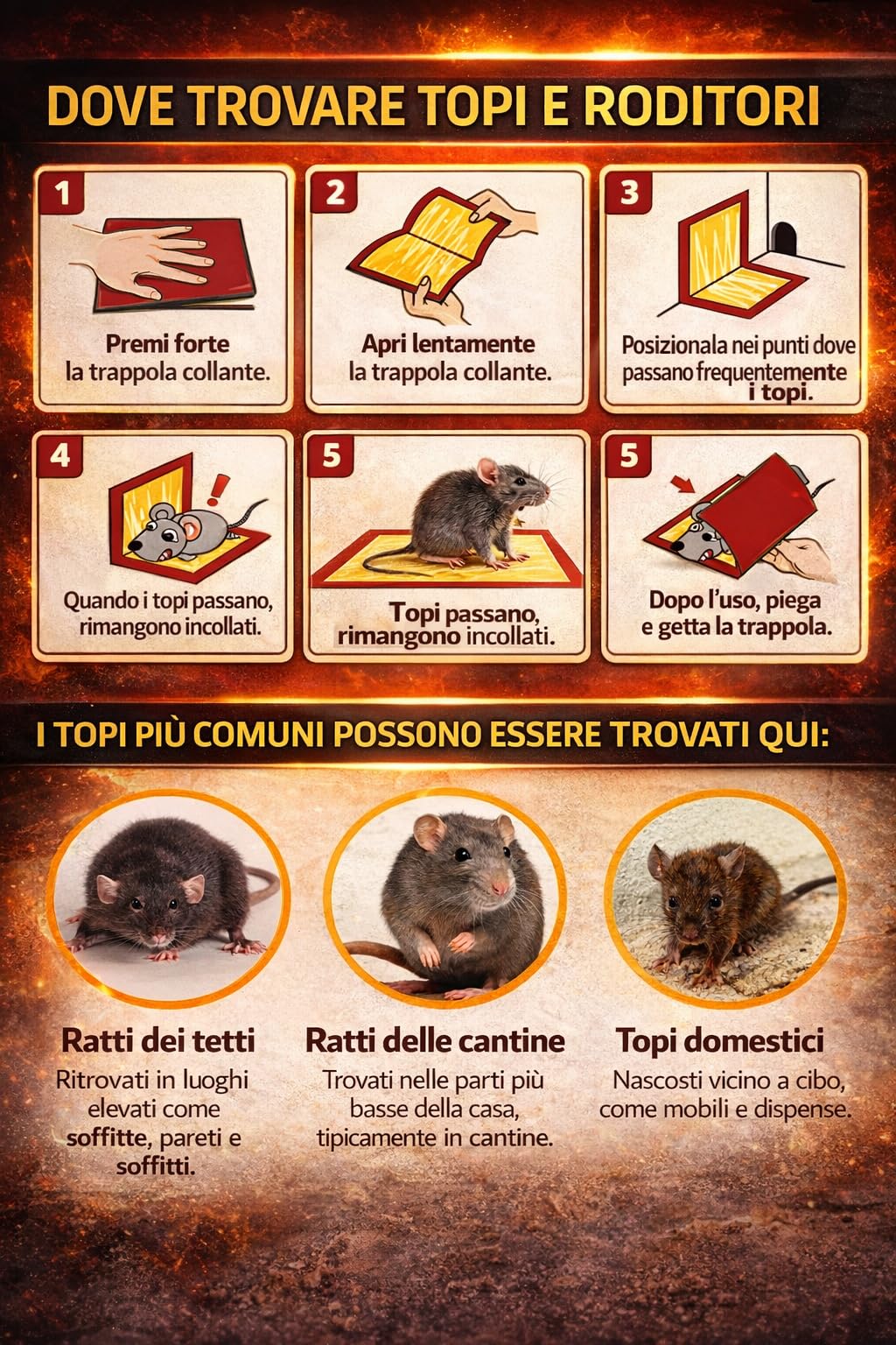 La Più Potente Trappola per Topi SUPER Adesiva – Confezione da 5 Trappole Collanti Extra Forti – Cattura Rapida e Sicura – Senza Veleno per Topi