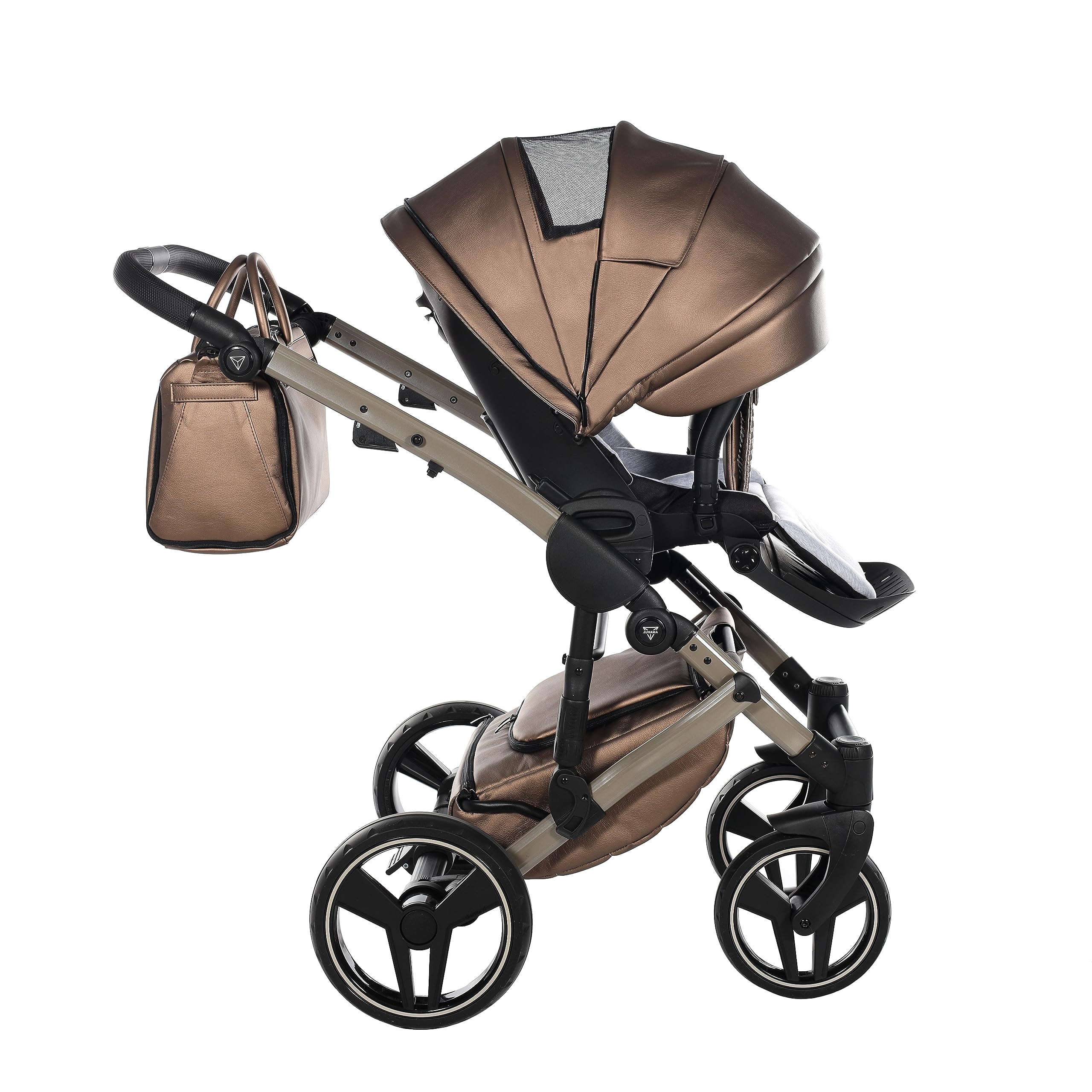Junama Passeggino TRIO Diamond Fluo 03 Marrone - 2in1 3in1 4in1 + ombrellino (2 in 1 con Adattatori)